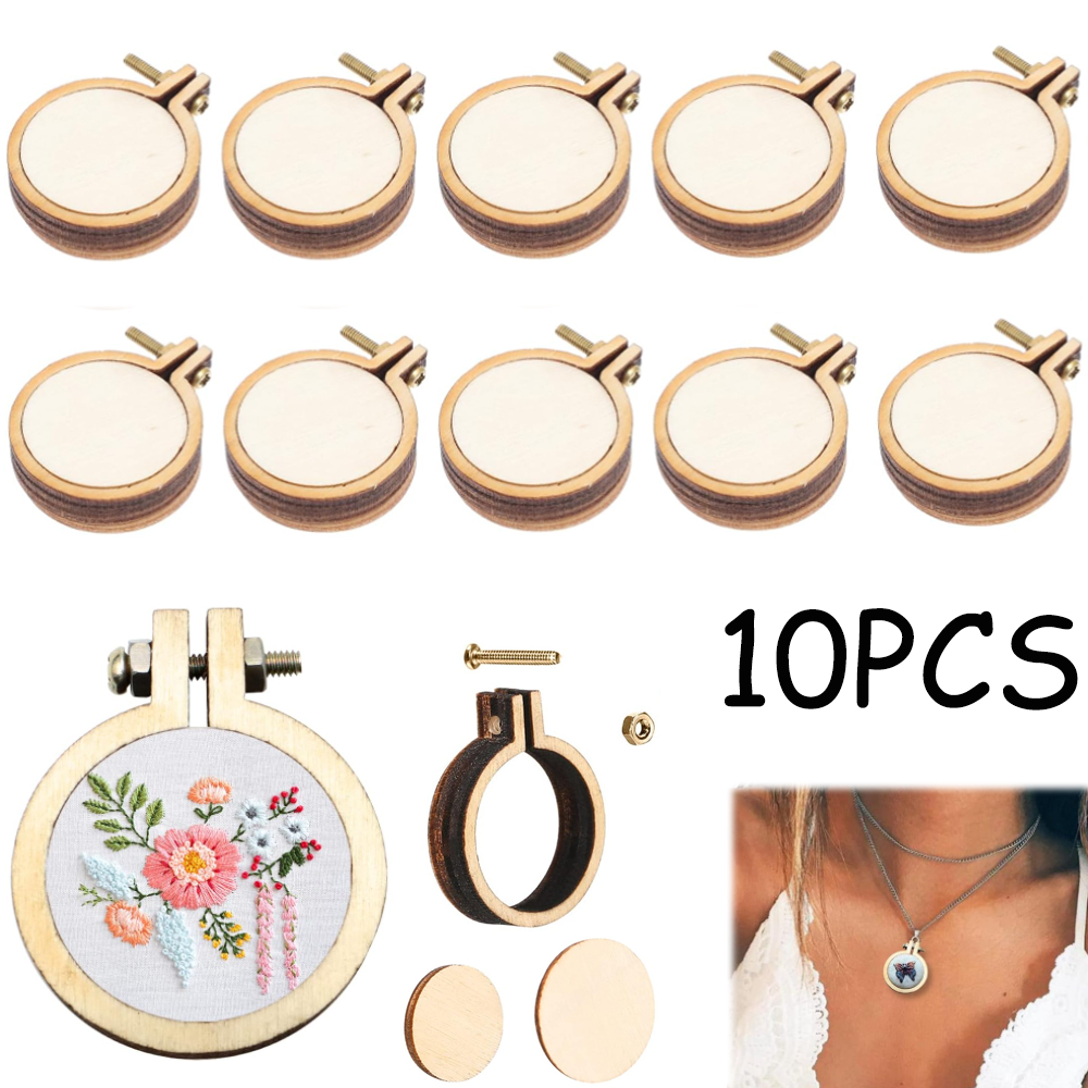 Embroidery Hoop Stand - 10 قطعة/المجموعة خشبية صغيرة التطريز هوب