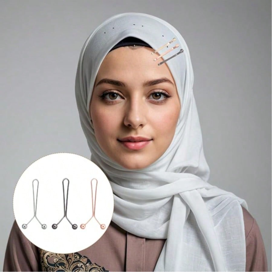 Embroidery Eyebrow - 12 قطعة من مشابك الحجاب للنساء،
