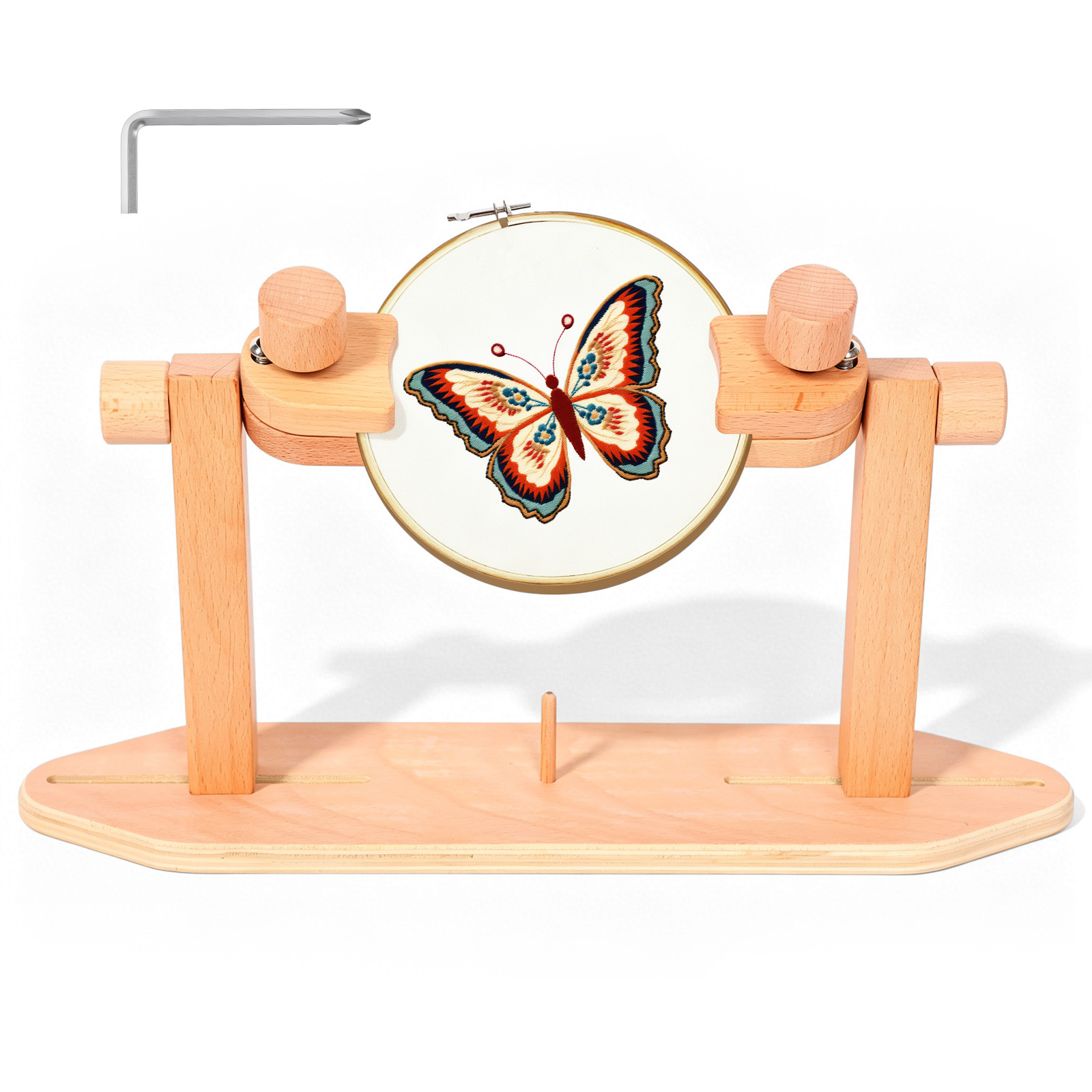 Embroidery Hoop Stand - حامل خشبي قابل للتعديل لأطواق التطريز،