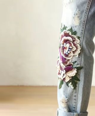 بنطلون جينز نسائي أنيق بتطريز  - مراجعة Embroidery Effect وسعره