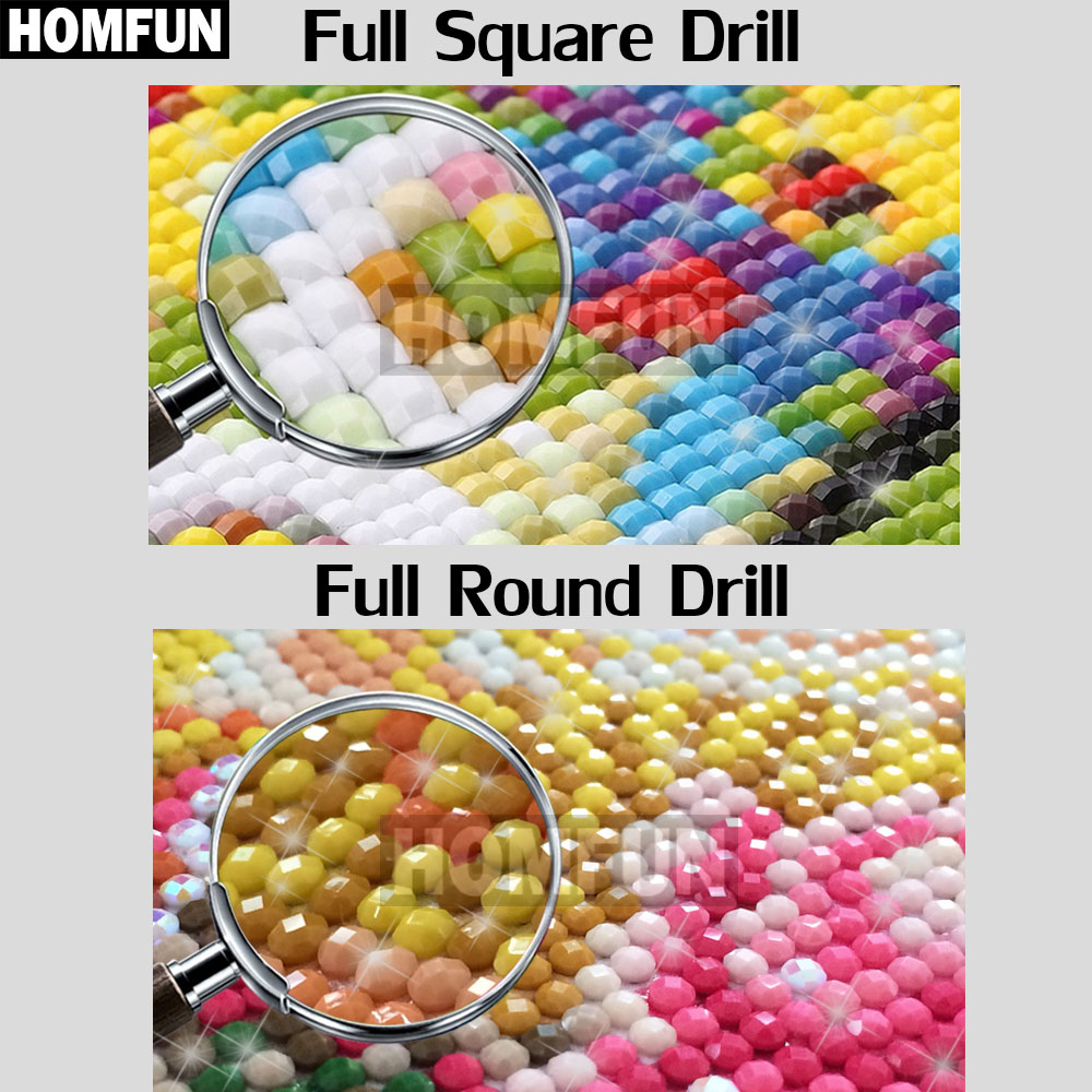 HOMFUN الماس اللوحة عبر غرزة 