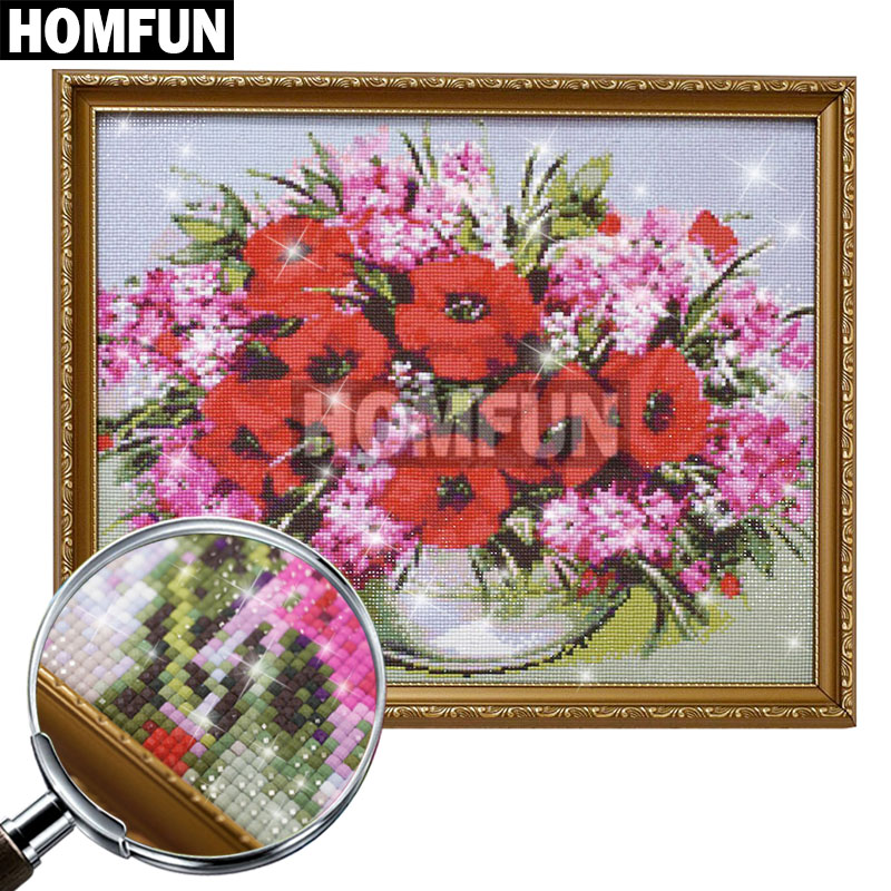 HOMFUN الماس اللوحة عبر غرزة 