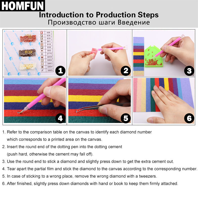 HOMFUN الماس اللوحة عبر غرزة 