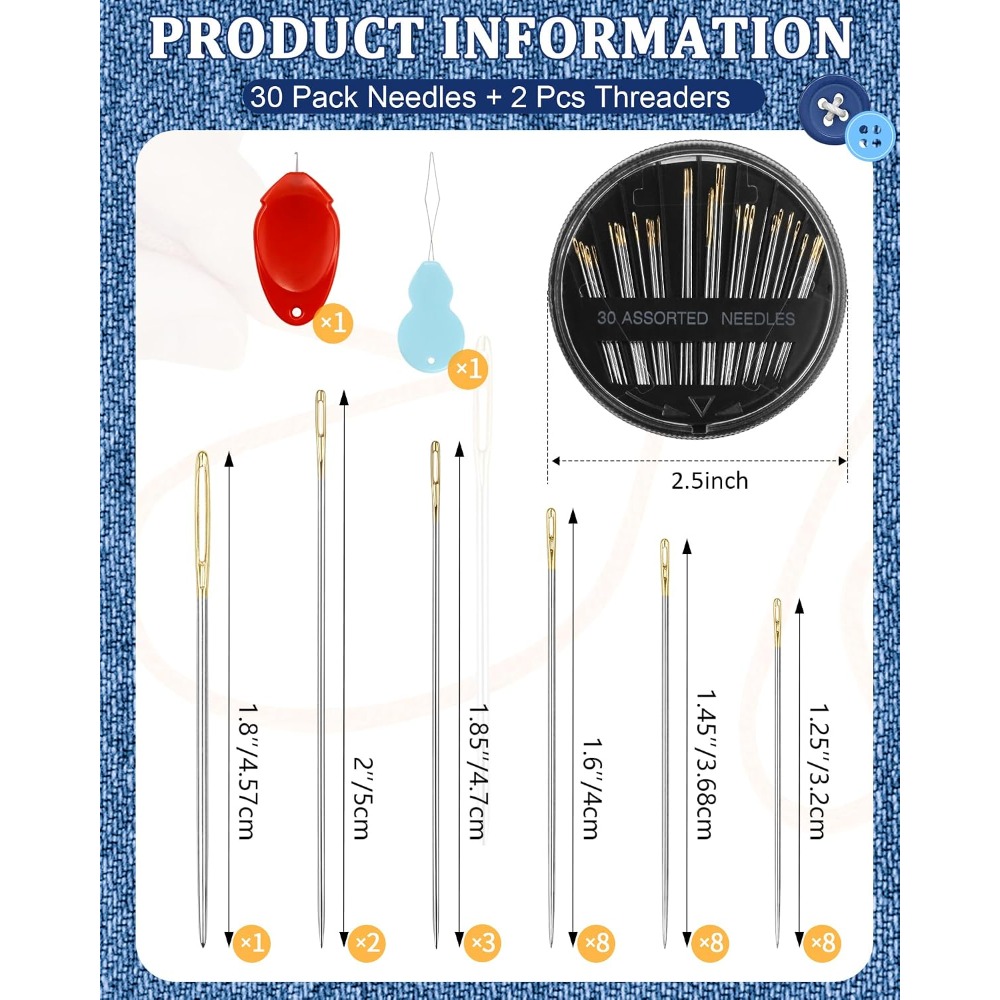 مجموعة من 30 إبرة خياطة يدوية  - مراجعة Embroidery Needle وسعره